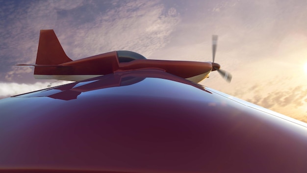 Бесплатное фото Спортивный самолет на воздушных гонках render 3d illustration