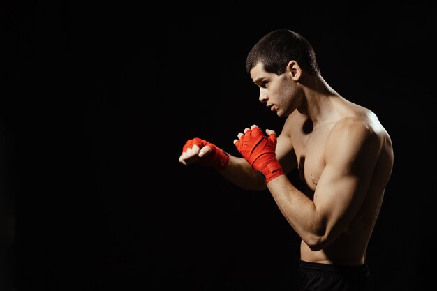 Sportsman boxer fighting. Sport concept.