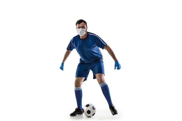 Sportsman in protective mask coronavirus treatment illustration concept