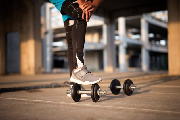 Sportsman training with weights