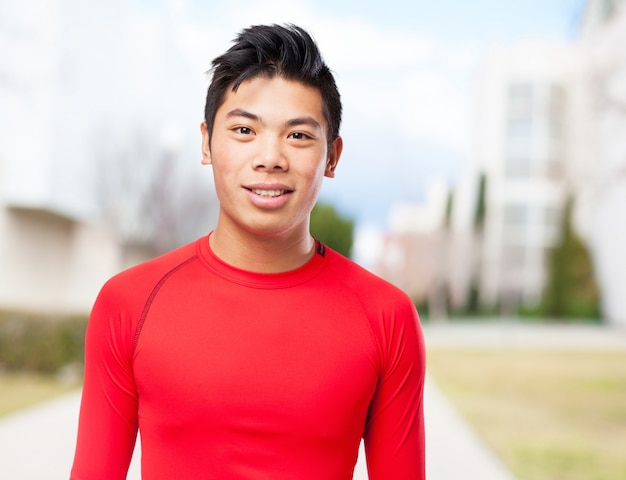 Sportsman with a t-shirt stuck