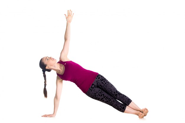 Sportswoman showing a balance exercise