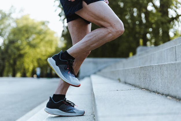 Sporty man training outdoors in London