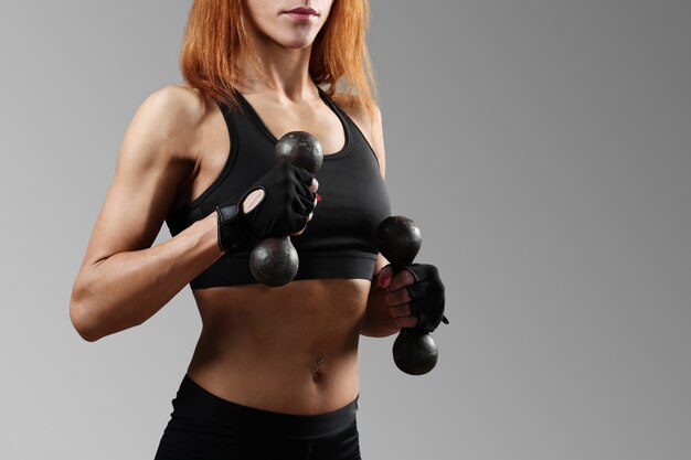 sporty woman working out