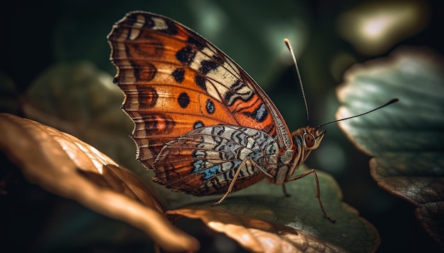 Le ali vibranti della farfalla maculata mostrano la bellezza della natura generata dall'intelligenza artificiale