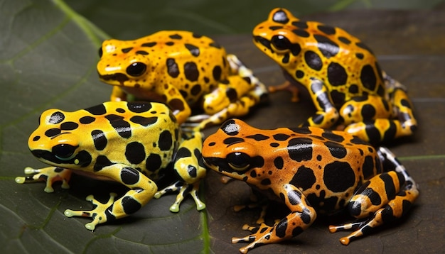 Free photo spotted yellow poison arrow frog in focus generated by ai