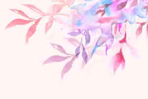 Free photo spring floral border background in pink with leaf watercolor illustration