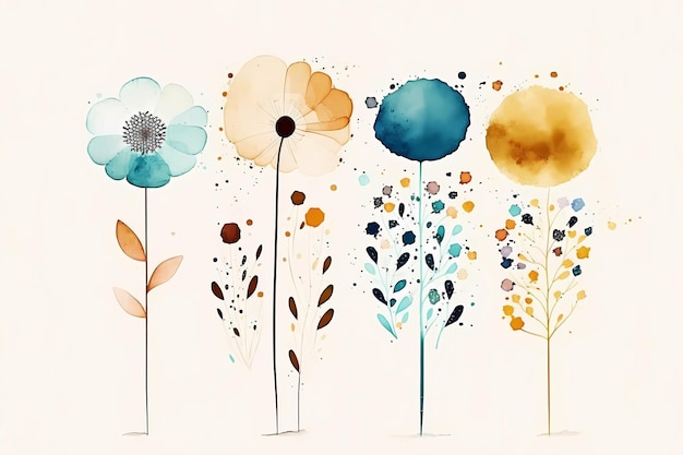 Free photo spring flowers watercolor floral design background