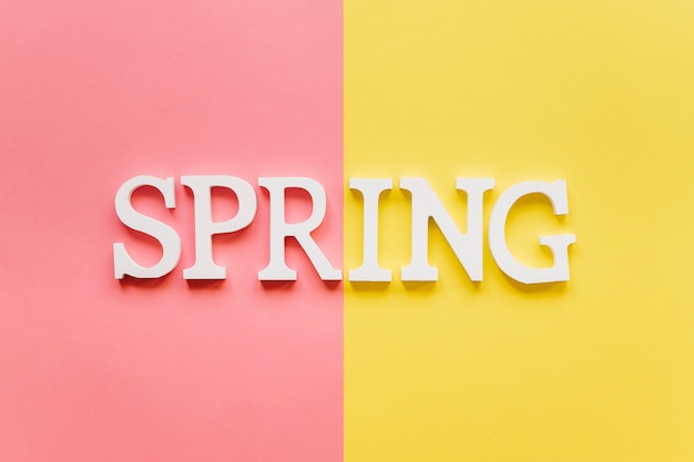 Free photo spring word on multicolored background