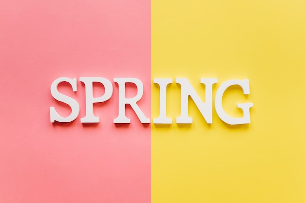 Spring word on multicolored background