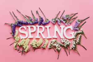 Free photo spring word in small soft flowers