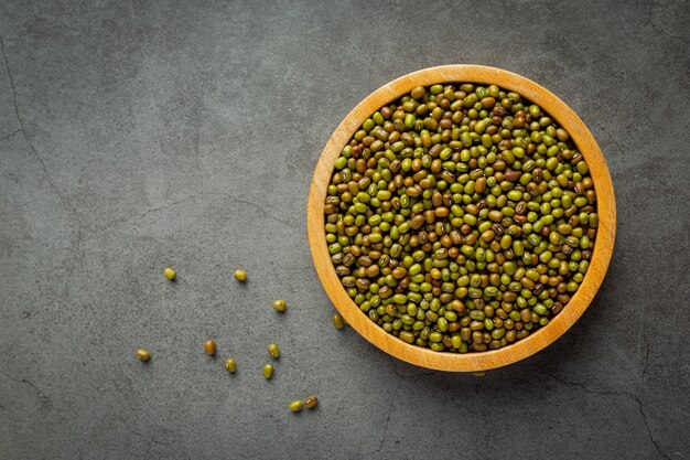 Sprouts seed in wooden small bowl