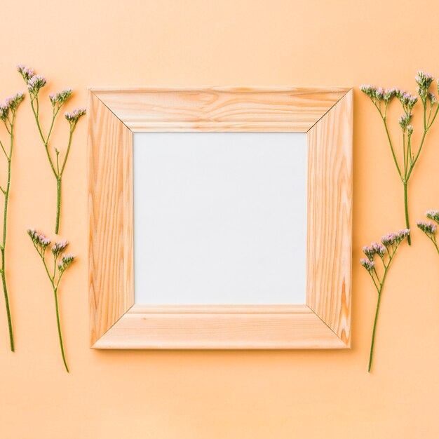 square frame near small flowers