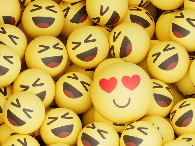 Squint laugh over heart eyesemoticon balls crypto currency 3d illustration render