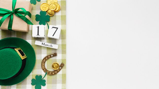 st patrick items arrangement top view