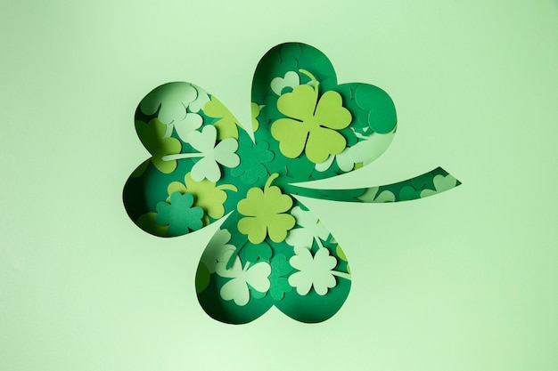 St. patrick' s day concept with clovers top view