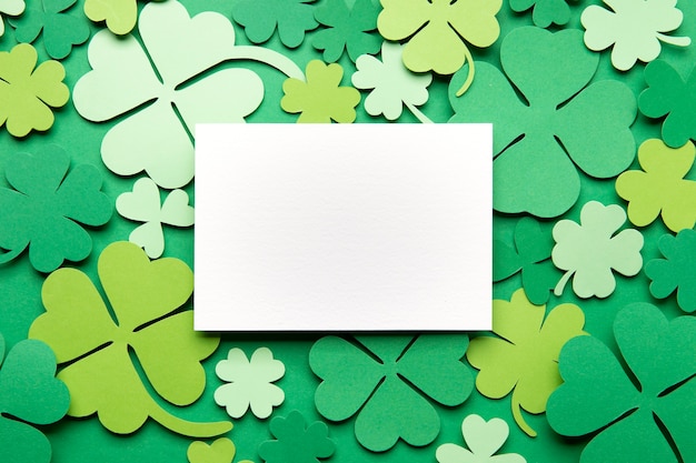 St. patrick' s day with clovers flat lay