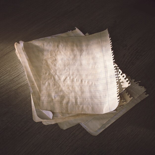 Stack of aged paper sheets