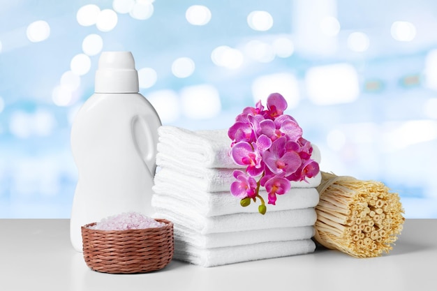 Free photo stack of bath towels