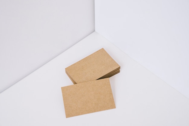 Stack of business cards made of cardboard