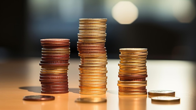 Free photo a stack of coins symbolizes investment growth and the foundational elements of wealth