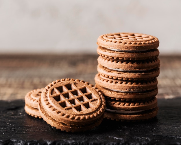 Free photo stack of delicious cookies on table