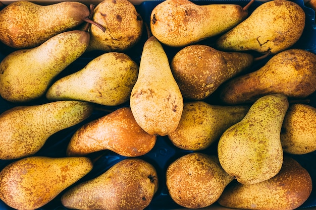 Stack of delicious pears