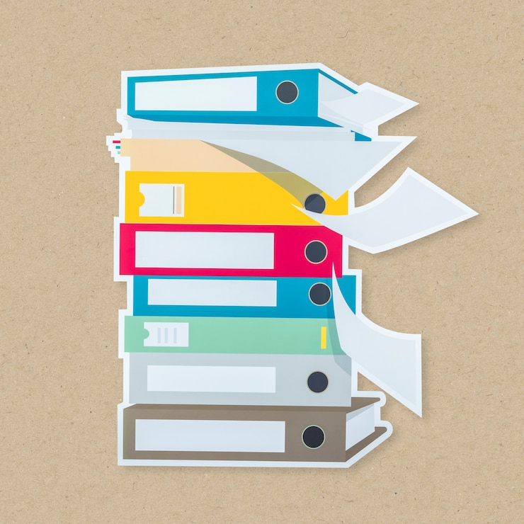 Free Photo stack of document folders icon isolated