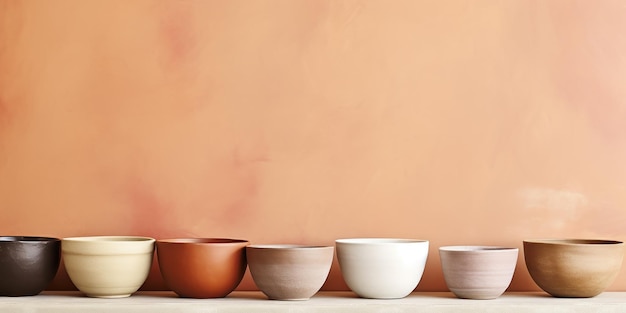 Free photo stack of earthtoned bowls simple yet elegant kitchen decor