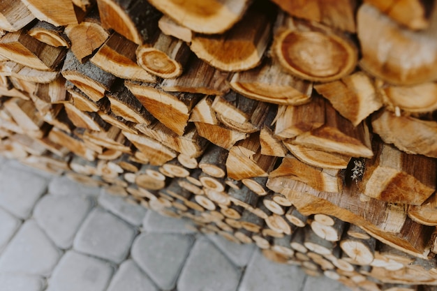 Stack of firewood textured background