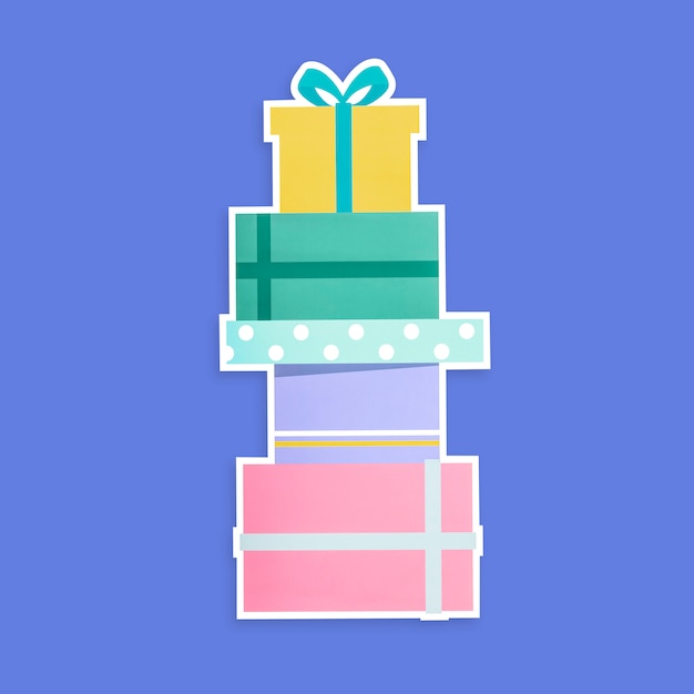 Stack of gift boxes icon isolated