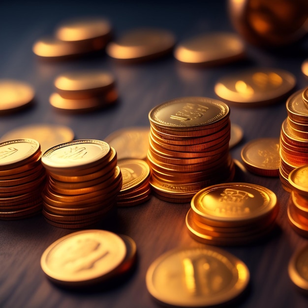 A stack of gold coins with the numbers 20 and 20 on them.