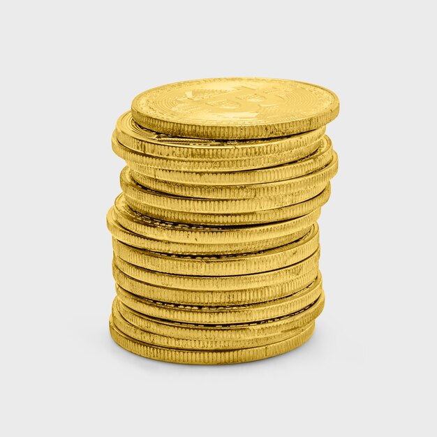 Stack of golden bitcoins design resource