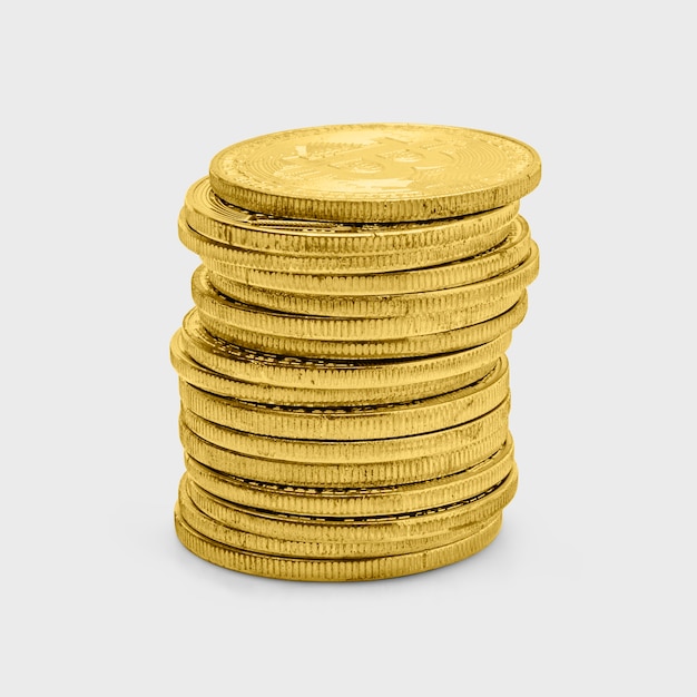 황금 bitcoins 디자인 리소스의 스택
