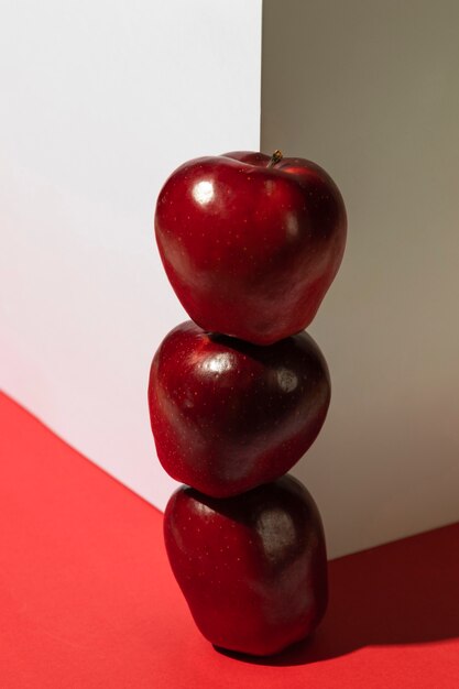 Stack of red apples next to corner