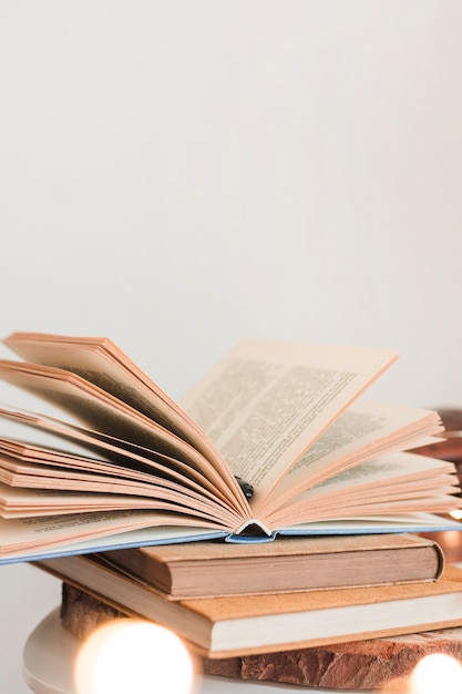 Stack of vintage hardcover books