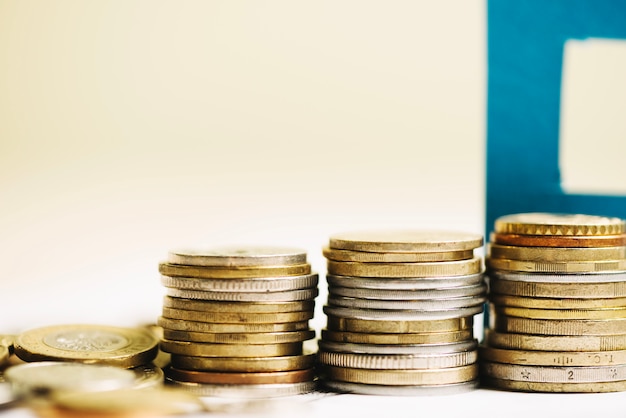 Free photo stacked metal coins