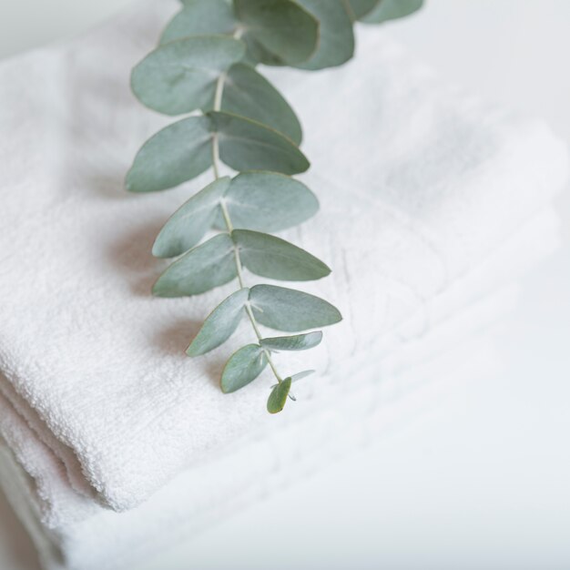 Stacked white towels