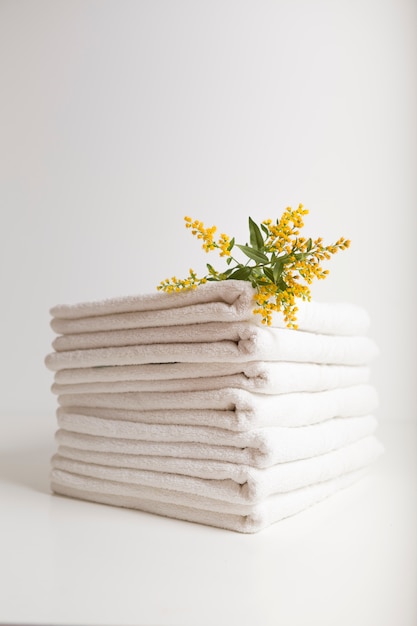 Stacked white towels