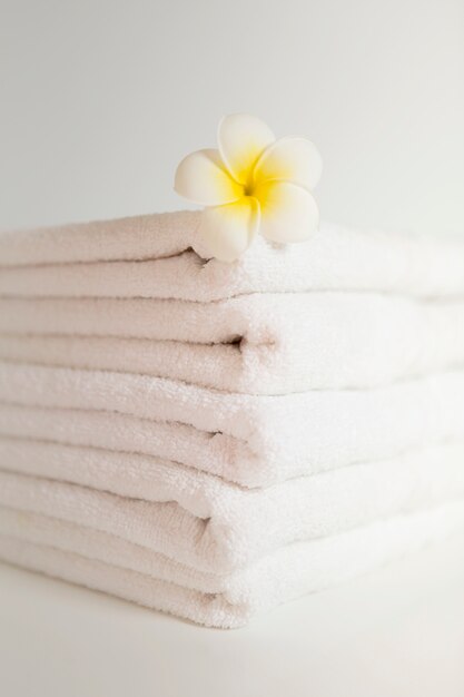 Stacked white towels