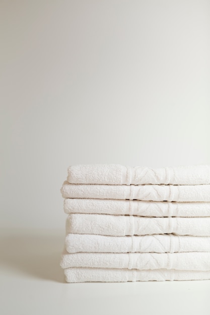 Stacked white towels