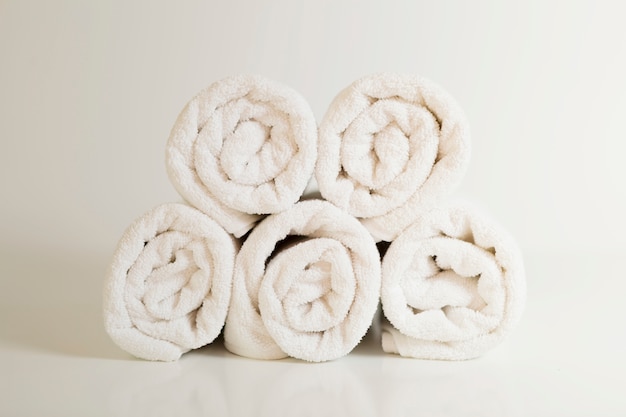 Stacked white towels