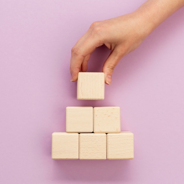 Stacking wooden blocks