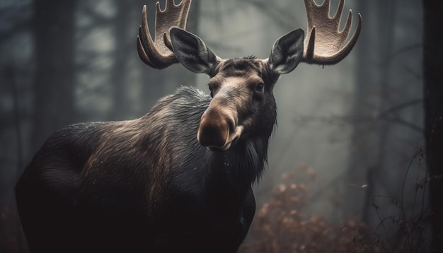 Free photo stag fur stands out in tranquil forest generative ai