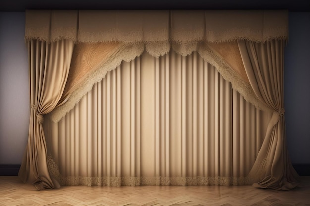 Free photo a stage with a curtain that says'the word 