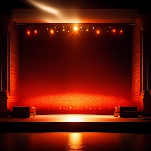 Free photo a stage with a red background and a light on it