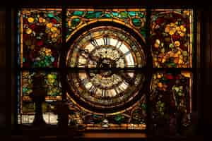 Free photo stained glass clock background