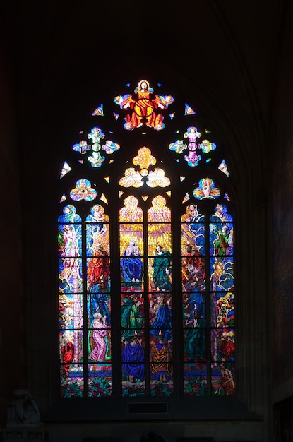 stained-glass window in Saint Vitus Cathedral