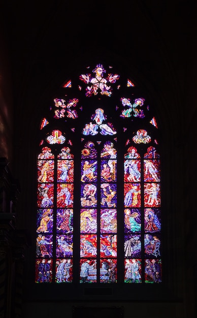 stained-glass window in Saint Vitus Cathedral