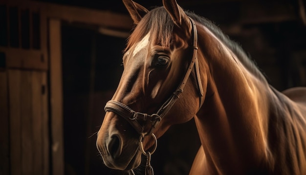 Free photo stallion mane shines in the summer sun generated by ai